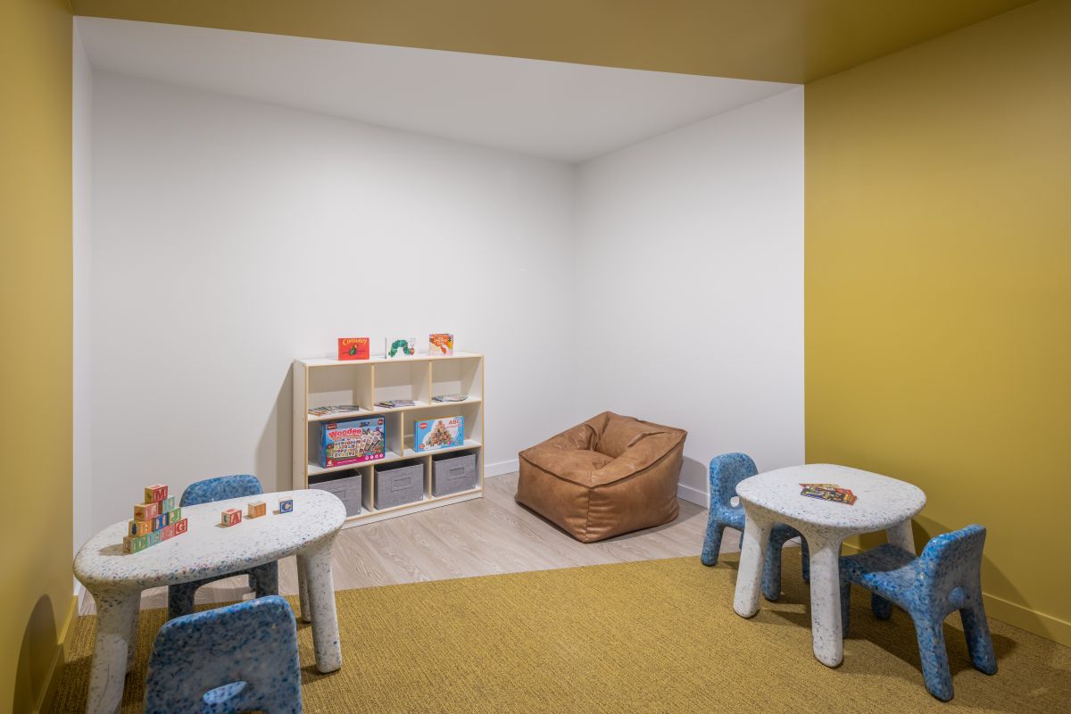 The children's playroom inside the fitness center at Volta in Burnsville, MN.